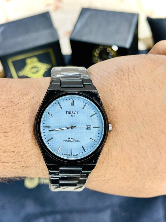 TISSOT PRX POWERMATIC ice blue tiffany blue